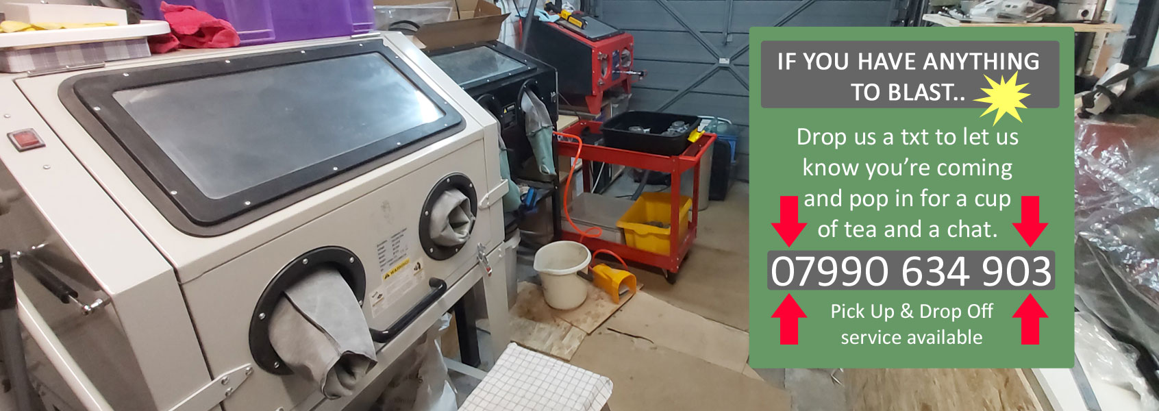 AME blasting cabinets in situ 2023 with notes