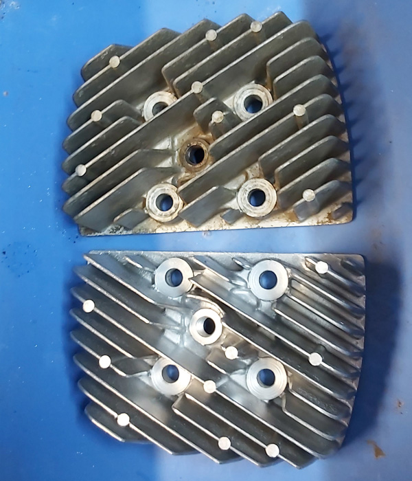 Suzuki t350 cylinder heads in for a clean